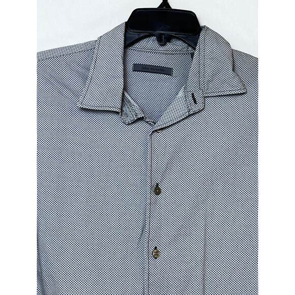 John Varvatos Men's Diamond Print Button Up Shirt French Cuff Dressy - L - Picture 8 of 8